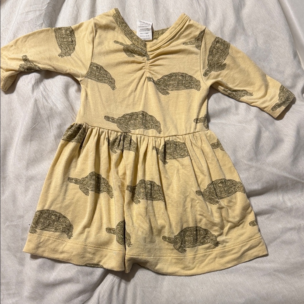 Kate Quinn Yellow Turtle Print Kids Dress